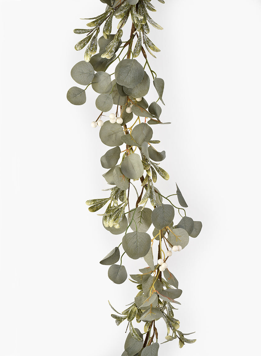 Eucalyptus &amp; Glittered Mistletoe Garland