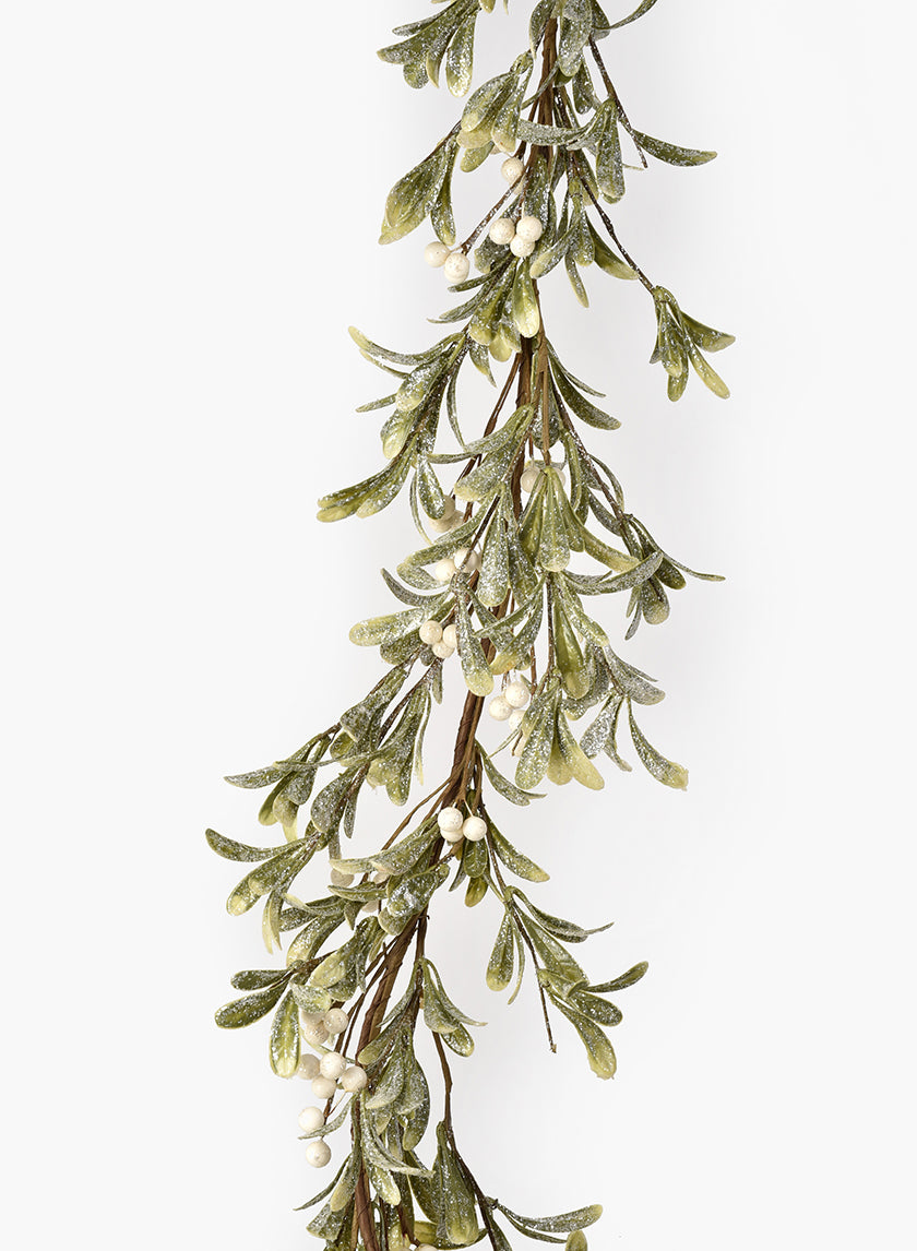 Iced &amp; Glittered Mistletoe Garland