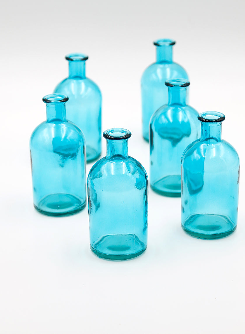 Blue Medicine Bottle Bud Vases