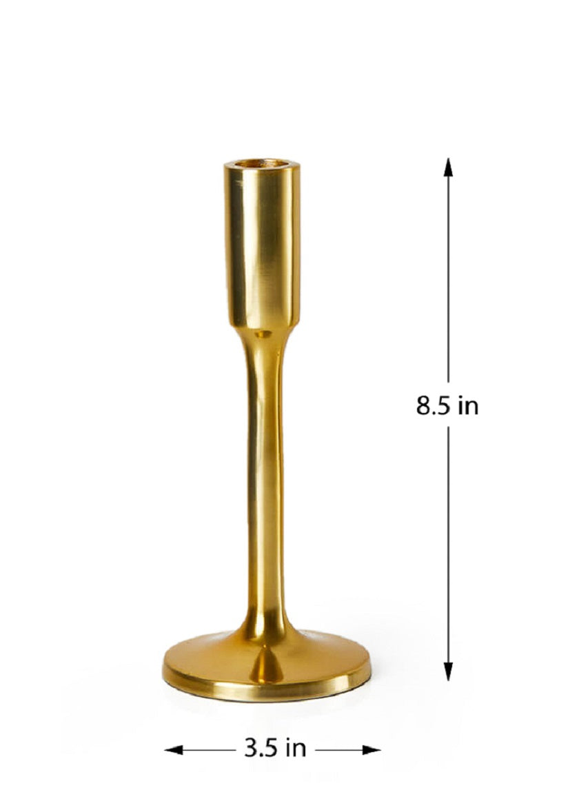 Alsace Shiny Gold Candlestick, 8  1/2in