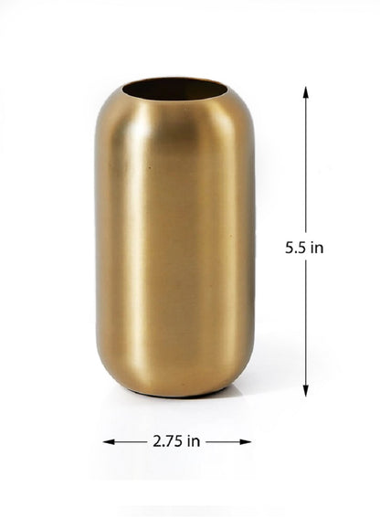 Bretagne Matte Gold Steel Capsule Vase, 5  1/2in H