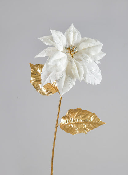 26in White Poinsettia Spray