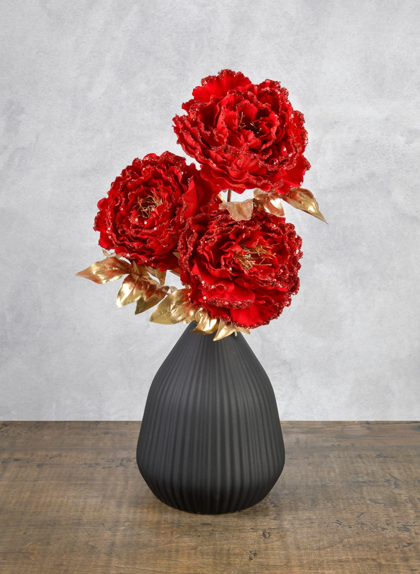 26in Red Peony Spray