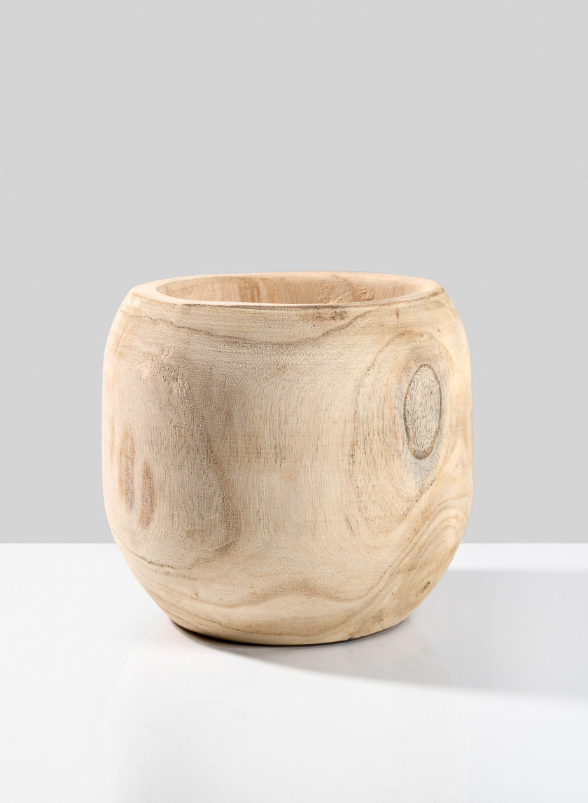 8in Paulownia Wood Fishbowl Vase