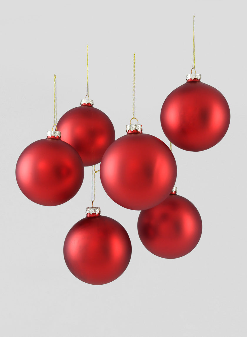 4in Matte Red Glass Ball Ornament