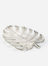 21in Bali Nickel Monstera Leaf Tray