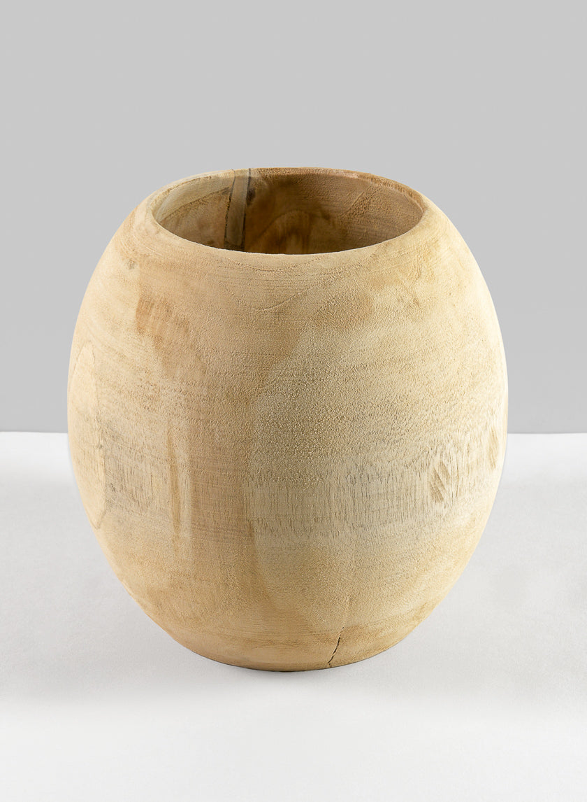 8in Jaya Teak Fishbowl Vase