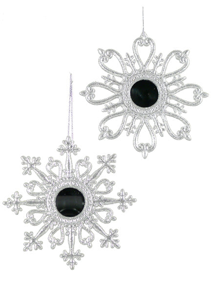 5in Champagne Silver Mirrored Snowflakes