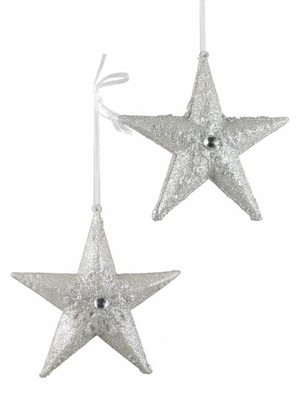 4 3/4in Silver Glitter Stars