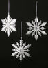 5in Silver Glitter & Jewel Metal Snowflakes