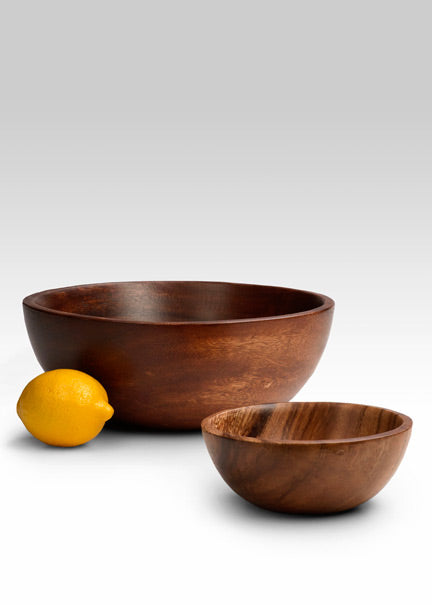 10-inch and 6-inch Round Acacia Wood Bowls