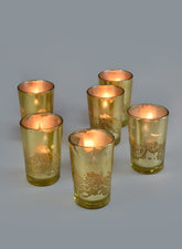 Prefilled Antique Gold Mercury Glass Votive