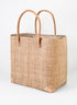 21  1/2in Natural Raffia Bag With Leather Handles