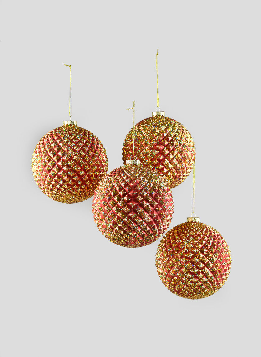 5in Red/Gold Durian Glitter Ball