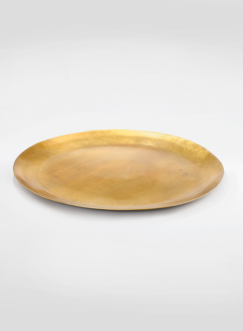 16  1/2in Round Raw Brass Tray