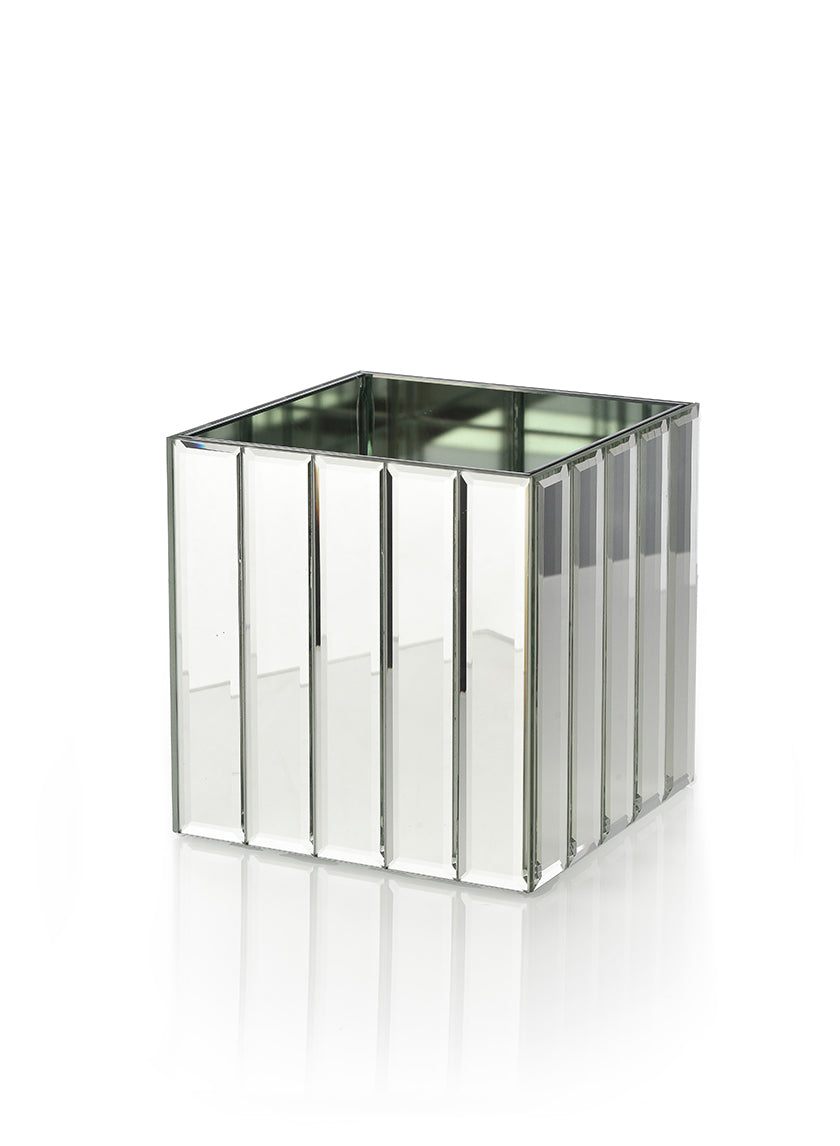 4in &amp; 5 Â¾in Mirror Strips Cube Vases 