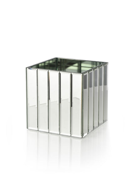 4in &amp; 5 Â¾in Mirror Strips Cube Vases 