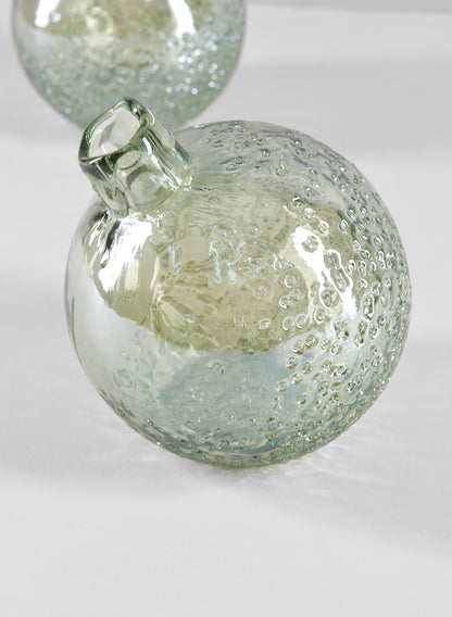 4in Leila Tilted Speckled Luster Green Glass Ball Vase