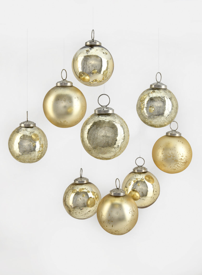 3-Inch Gold Mix Glass Ornaments