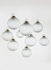 3in Clear Diamond Glass Ornament Balls