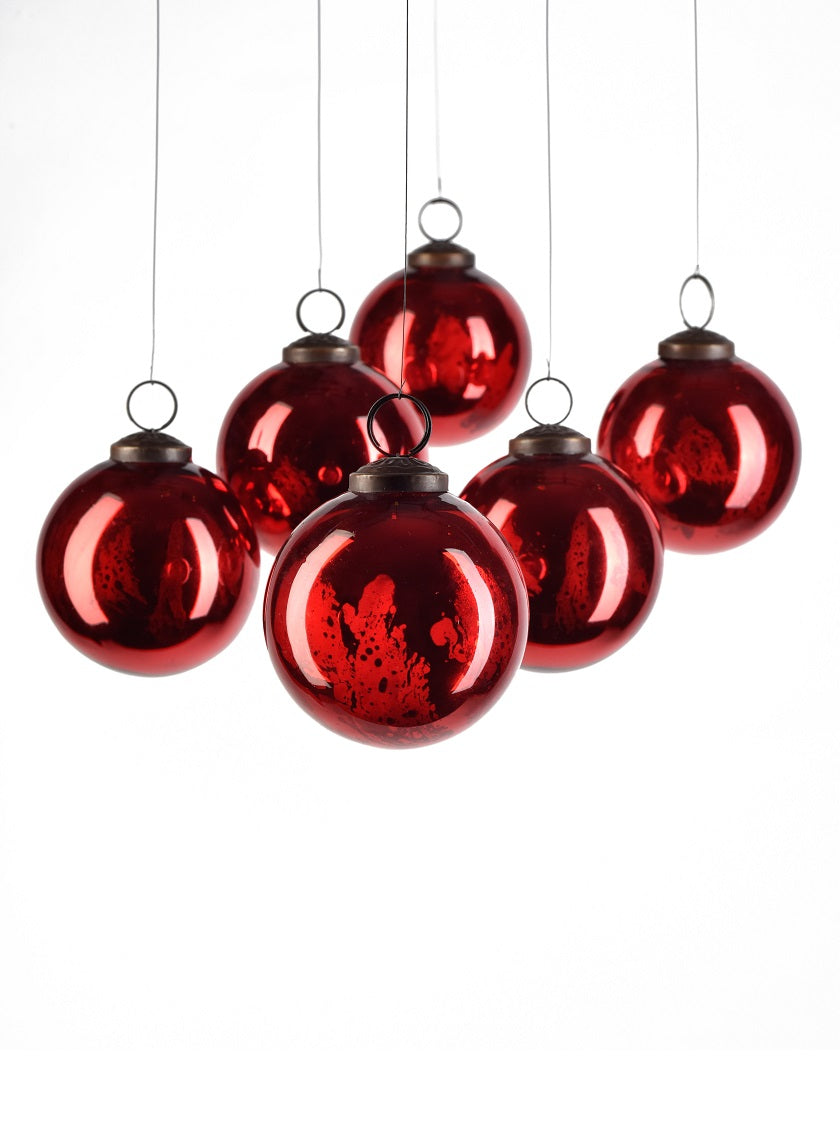 6in Antique Red Glass Ball Ornament