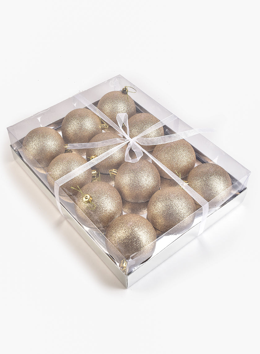 3in Gold Glitter Plastic Ornament Ball