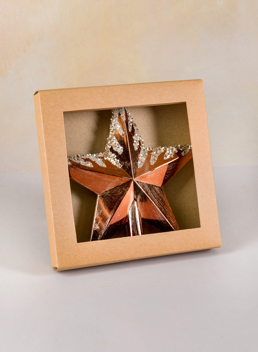 8in Copper with Glitter Tree Top Star Ornament