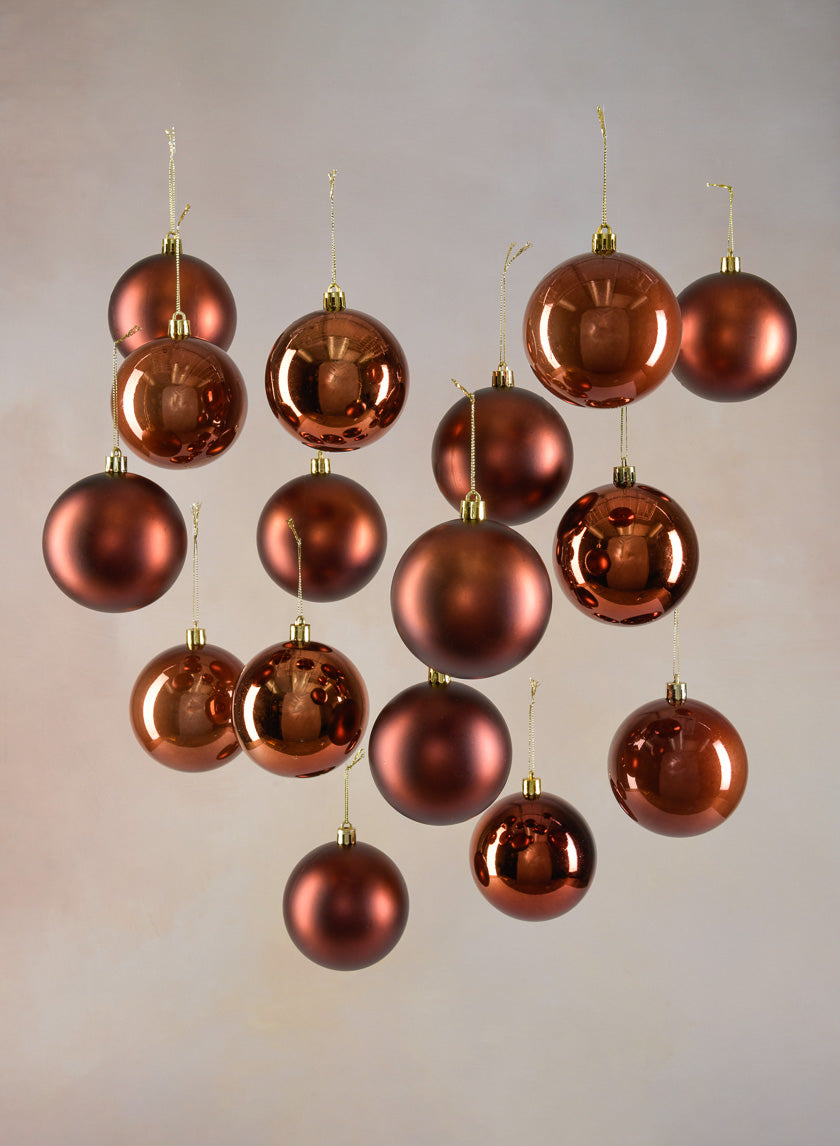 3in Pearl, Matte, Light &amp; Shiny Copper Ornament Ball