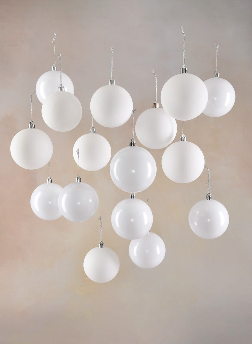 3in Pearl,Matte, Light, &amp; Shiny White Plastic Ornament