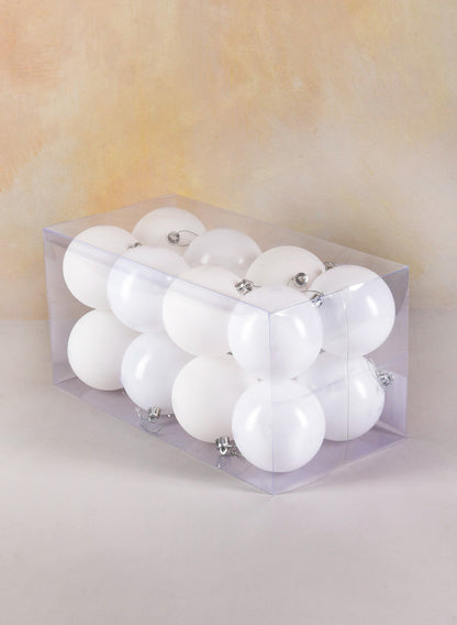 3in Pearl,Matte, Light, &amp; Shiny White Plastic Ornament