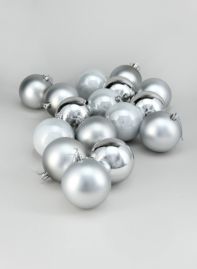 3in Pearl, Matte, Light, &amp; Shiny Silver Ornament Ball