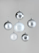 3in Pearl, Matte, Light, & Shiny Silver Ornament Ball