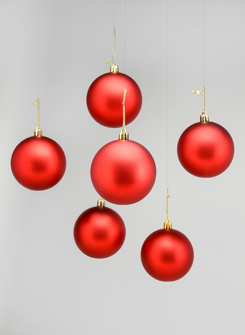 3in Matte Red Plastic Ornament Balls