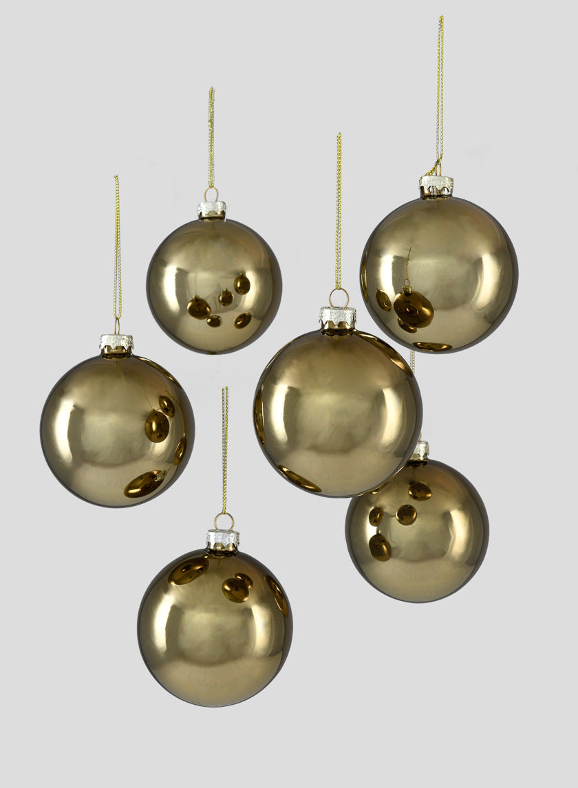 3in Shiny Antique Gold Glass Ball Ornament