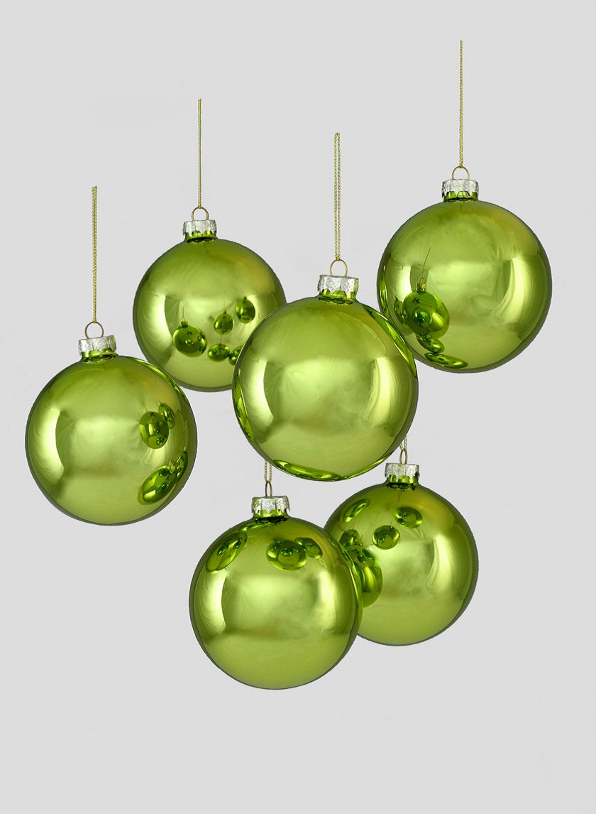 4in Shiny Light Green Glass Ball Ornament