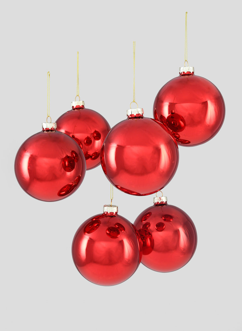 4in Shiny Red Glass Ball Ornament