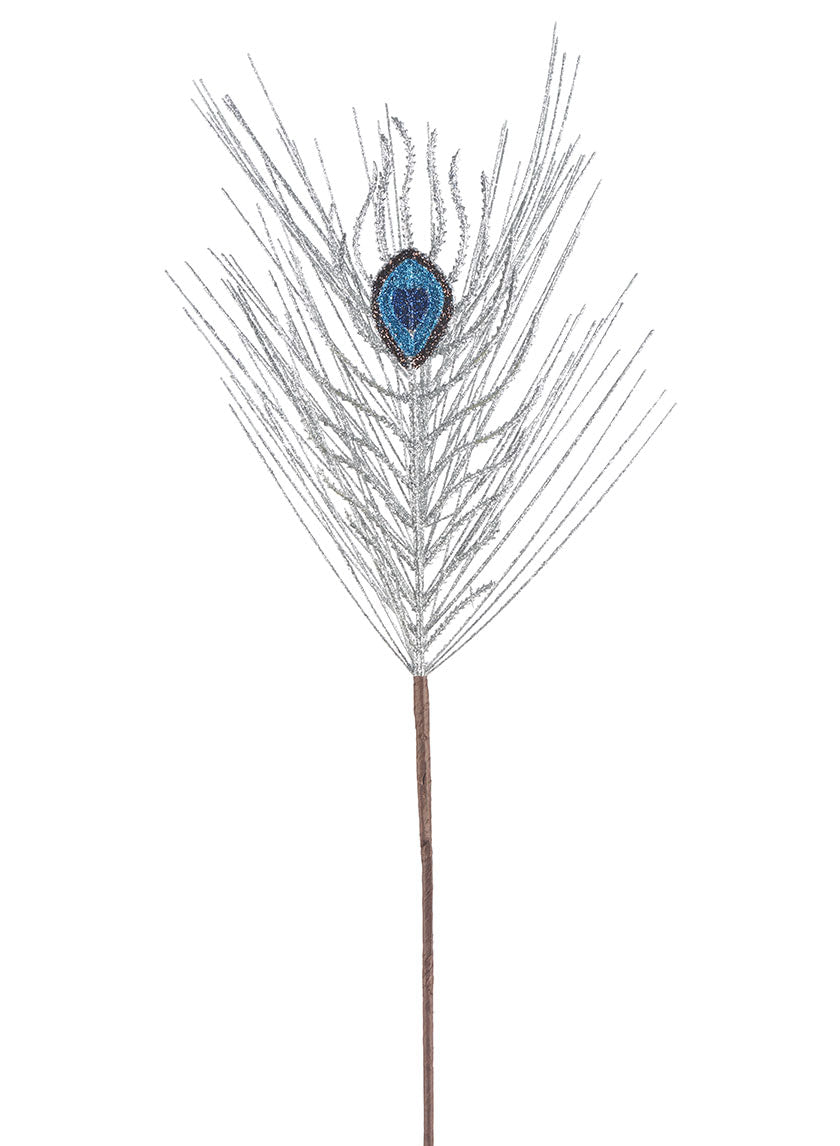 Silver Glitter Peacock Pick