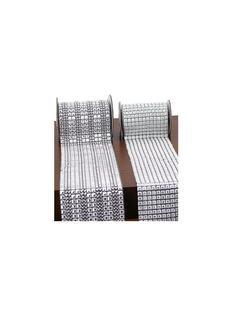 Silver Stud &amp; Square Silver Stud Diamond Ribbons