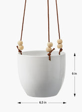 White Ceramic Hanging Pot, 7in