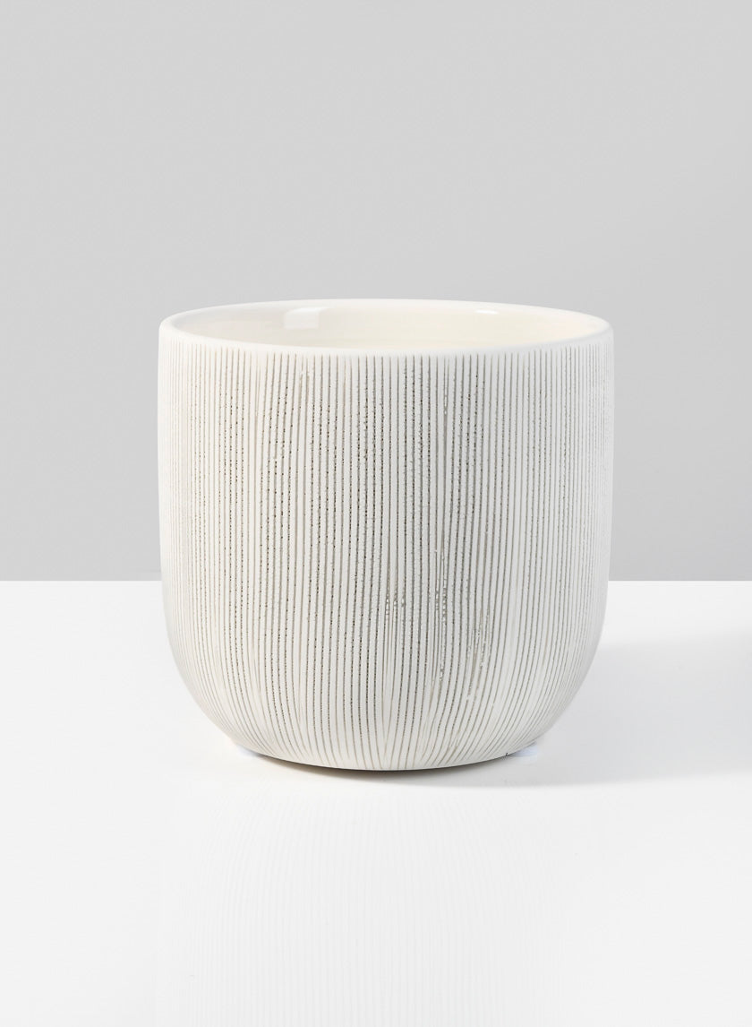 4  1/2in Stripe Relief Ceramic Vase