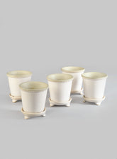 3 1/2in Mini White Ceramic Pot & Saucer