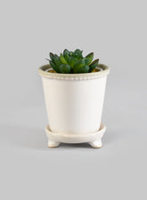 3 1/2in Mini White Ceramic Pot & Saucer