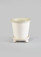 3 1/2in Mini White Ceramic Pot & Saucer