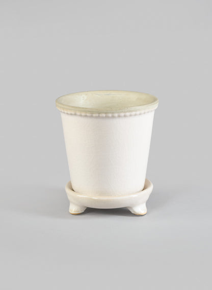 3 1/2in Mini White Ceramic Pot &amp; Saucer