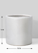 12in White Ceramic Round Cachepot