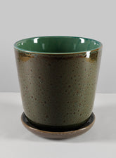 8in Cobra black Dotted green pot