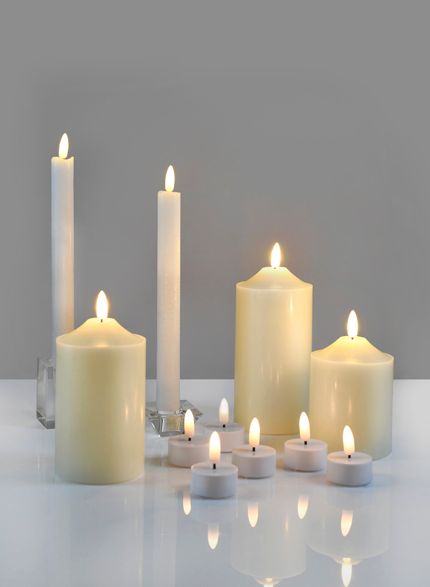 9in Tall Willow L.E.D. Flame Wax Taper Candle