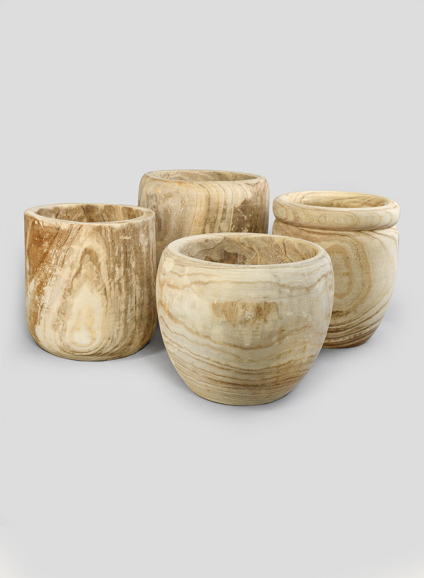 18in Paulownia Wood Fishbowl Pot