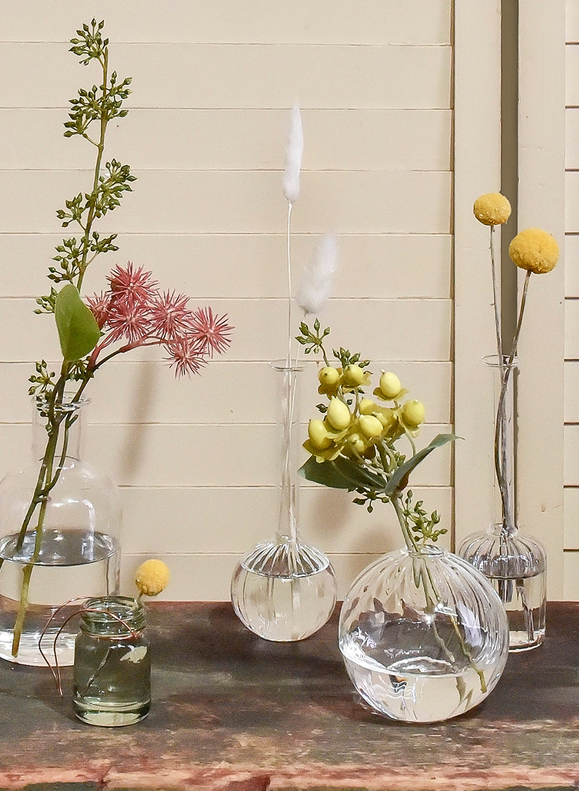 6  1/2in Optical Glass Cylinder Bud Vase