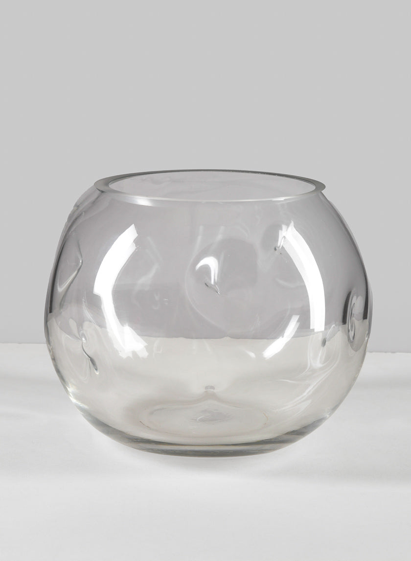 Luster Dimpled Clear Fishbowl Vase, 6in